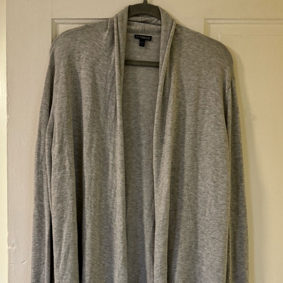 Express Grey Open Front Boho Detail Seam Flowing Cardigan• Medium - Picture 2 of 7